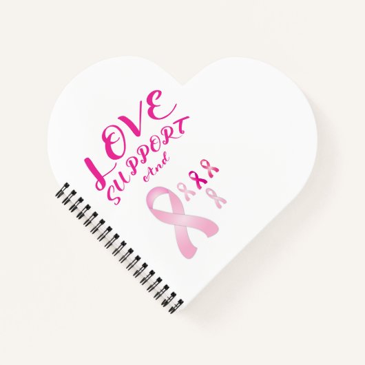 Brustkrebs: Liebe, Unterstützung und rosa Ribbons Notizblock (Vorderseite)