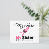 Brustkrebs Mein Held, meine Schwester Postkarte (Stehend Vorderseite)