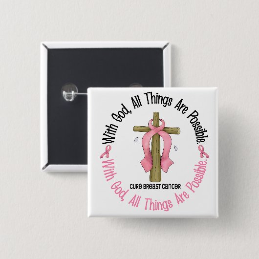 Brustkrebs MIT GOTT-KREUZ 1 Button (Vorne & Hinten)