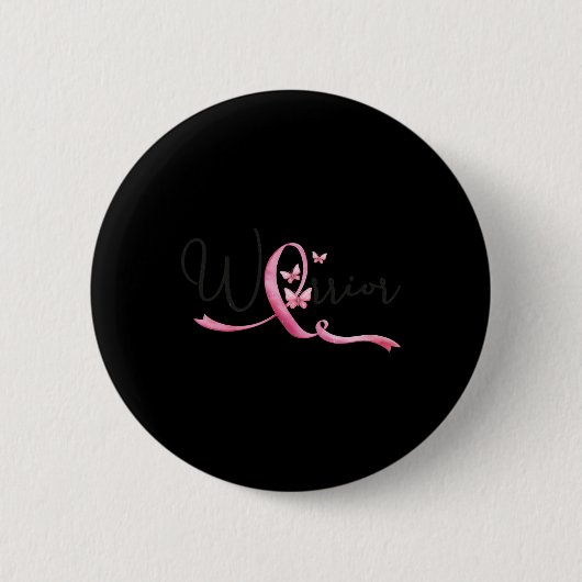 Brustkrebs Monat Schmetterlinge Rosa Schleife Frau Button (Vorderseite)