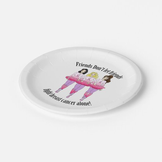 Brustkrebs: Niemand kämpft alleine Pappteller (Schrägansicht)