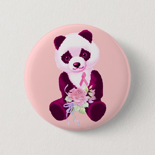 Brustkrebs-Panda-Bär Button (Vorderseite)