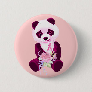 Brustkrebs-Panda-Bär Button