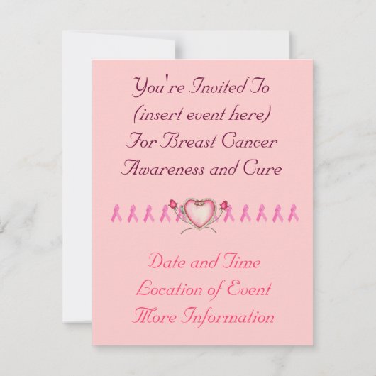 Brustkrebs-Panda-Bär Einladung (Rückseite)