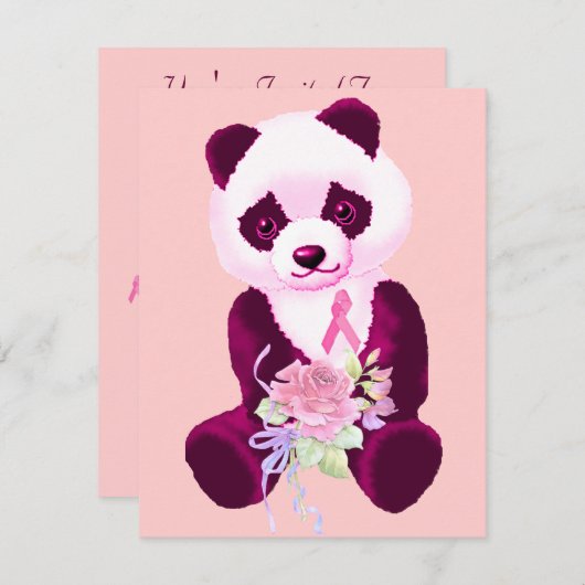 Brustkrebs-Panda-Bär Einladung (Vorne/Hinten)
