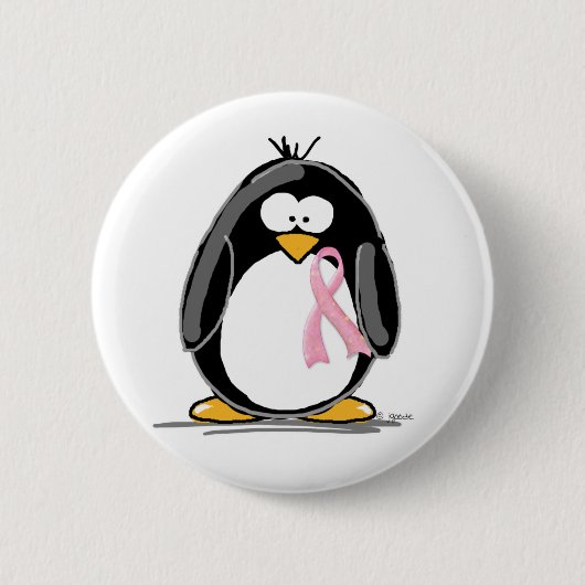 Brustkrebs-Pinguin Button (Vorderseite)