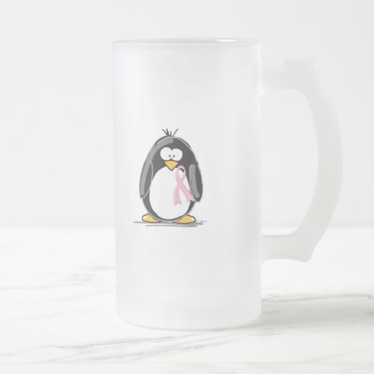 Brustkrebs-Pinguin Mattglas Bierglas (Rechts)