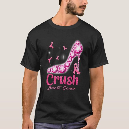 Brustkrebs Pink Bling High Heels Brust C T-Shirt (Vorderseite)