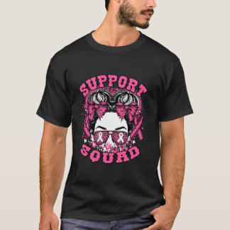 Brustkrebs Pink Coquette Bow Messy Bun Support T-Shirt