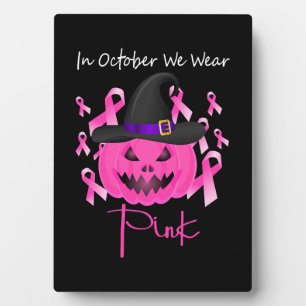 Brustkrebs Pink Pumpkin Halloween Fotoplatte