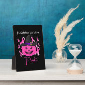 Brustkrebs Pink Pumpkin Halloween Fotoplatte (Seite)