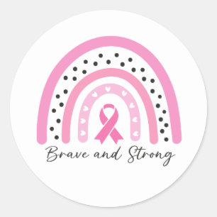 Brustkrebs Pink Ribbon Bewusstsein Regenbogen Runder Aufkleber