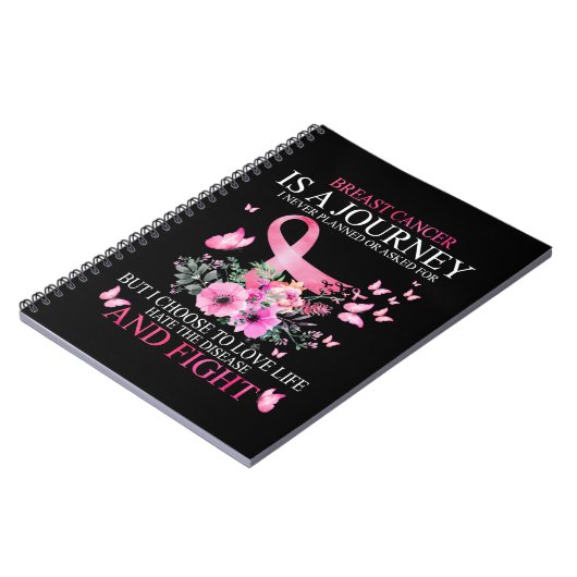 Brustkrebs Reise Butterfly Kampf Krebs Survi Notizblock (Linke Seite)