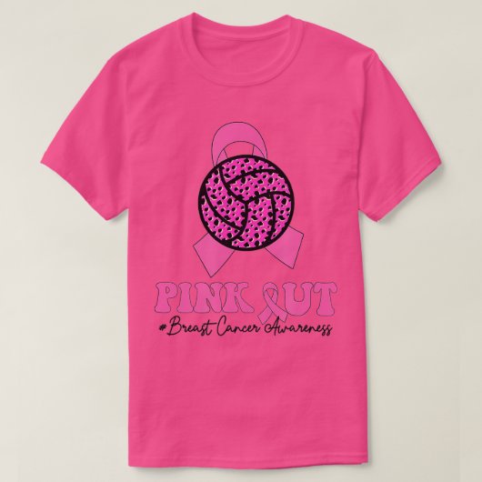 Brustkrebs-Ribbon rosa Out Volleyball Pink Ribb T-Shirt (Design vorne)