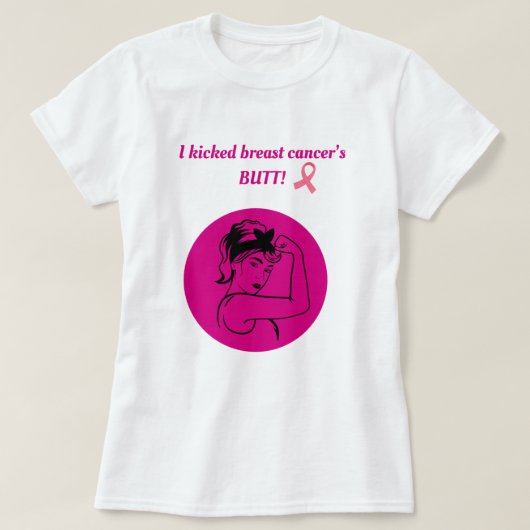 Brustkrebs Rosa Kick Butt Frau T-Shirt (Design vorne)