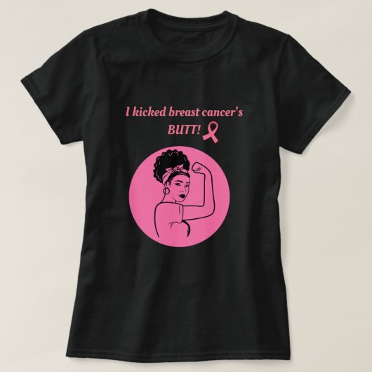 Brustkrebs Rosa Kick Butt Frau T-Shirt (Design vorne)