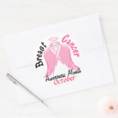 Brustkrebs - rosa Ribbon-Engel Runder Aufkleber (Umschlag)