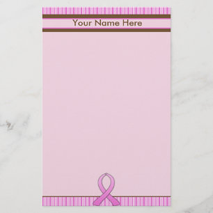 Brustkrebs-Rosa u. Brown Striped Briefpapier