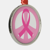 Brustkrebs Schleifen-Friedenszeichen-Geschenk Silbernes Ornament (Rechts)