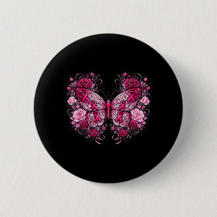 Brustkrebs Schmetterling Blumen Mädchen Button