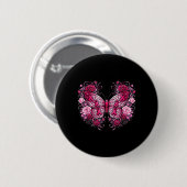Brustkrebs Schmetterling Blumen Mädchen Button (Vorne & Hinten)