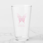 Brustkrebs - Schmetterling - Rosa Schleife Glas (Rückseite)