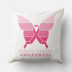 Brustkrebs - Schmetterling - Rosa Schleife Kissen