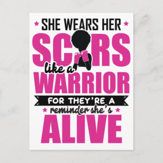 Brustkrebs Schwarze Frau Kriegerin Melanin Überleb Postkarte (Vorderseite)