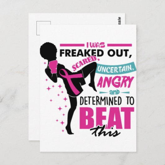 Brustkrebs Schwarze Frau Kriegerin Melanin Überleb Postkarte (Vorne/Hinten)