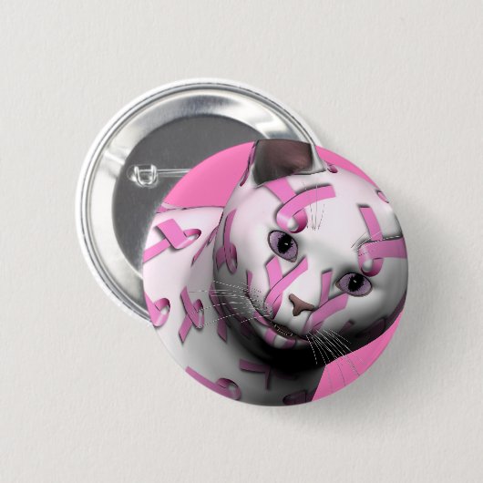Brustkrebs-Sensibilisierungskat Button (Vorne & Hinten)