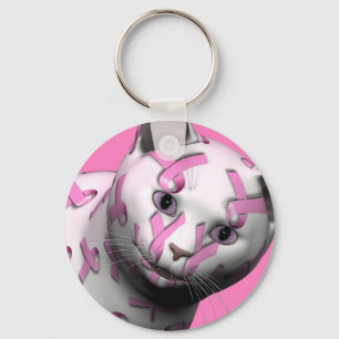 Brustkrebs-Sensibilisierungskat Schlüsselanhänger