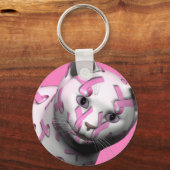 Brustkrebs-Sensibilisierungskat Schlüsselanhänger (Vorderseite)