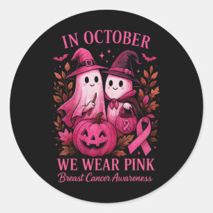 Brustkrebs Shirts Frauen Halloween im Oktober Wir Runder Aufkleber