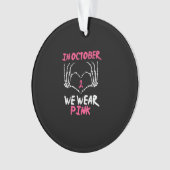 Brustkrebs Skelett Handherz Wir tragen Frauen Ornament (Vorderseite)