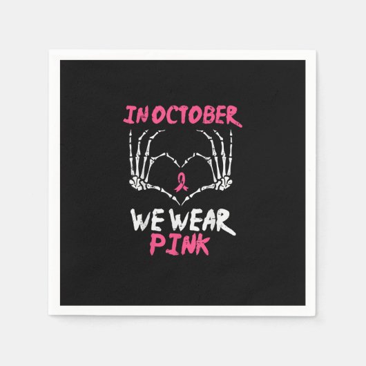 Brustkrebs Skelett Handherz Wir tragen Frauen Serviette (Vorderseite)