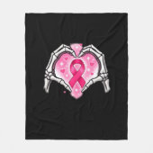 Brustkrebs Skeletton Hand Herz Sign Ribbon Krieg Fleecedecke (Vorderseite)