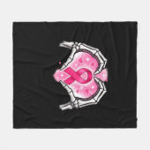 Brustkrebs Skeletton Hand Herz Sign Ribbon Krieg Fleecedecke (Vorderseite (Horizontal))