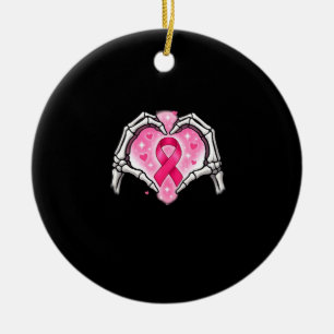 Brustkrebs Skeletton Hand Herz Sign Ribbon Krieg Keramik Ornament