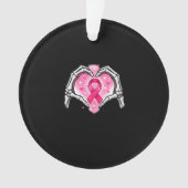 Brustkrebs Skeletton Hand Herz Sign Ribbon Krieg Ornament (Vorderseite)