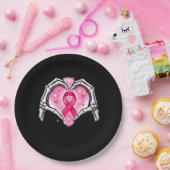 Brustkrebs Skeletton Hand Herz Sign Ribbon Krieg Pappteller (Party)