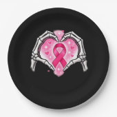 Brustkrebs Skeletton Hand Herz Sign Ribbon Krieg Pappteller (Vorderseite)