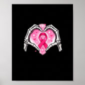 Brustkrebs Skeletton Hand Herz Sign Ribbon Krieg Poster (Vorne)