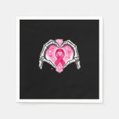 Brustkrebs Skeletton Hand Herz Sign Ribbon Krieg Serviette (Vorderseite)