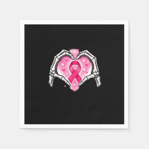 Brustkrebs Skeletton Hand Herz Sign Ribbon Krieg Serviette