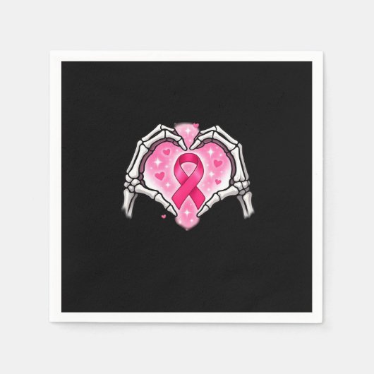 Brustkrebs Skeletton Hand Herz Sign Ribbon Krieg Serviette (Vorderseite)