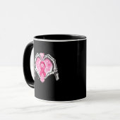 Brustkrebs Skeletton Hand Herz Sign Ribbon Krieg Tasse (Vorderseite Links)