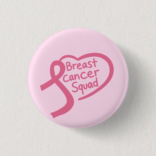 Brustkrebs-Squad Pink-Awareness-Schleife Herz Button (Vorderseite)