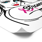 Brustkrebs stark Rosie The Riveter Pink Ribbon Poster (Ecke)