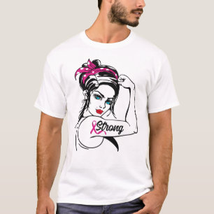 Brustkrebs stark Rosie The Riveter Pink Ribbon T-Shirt