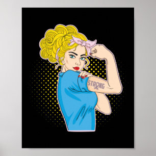 Brustkrebs Starke rosa Ribbon Rosie The Riveter Poster